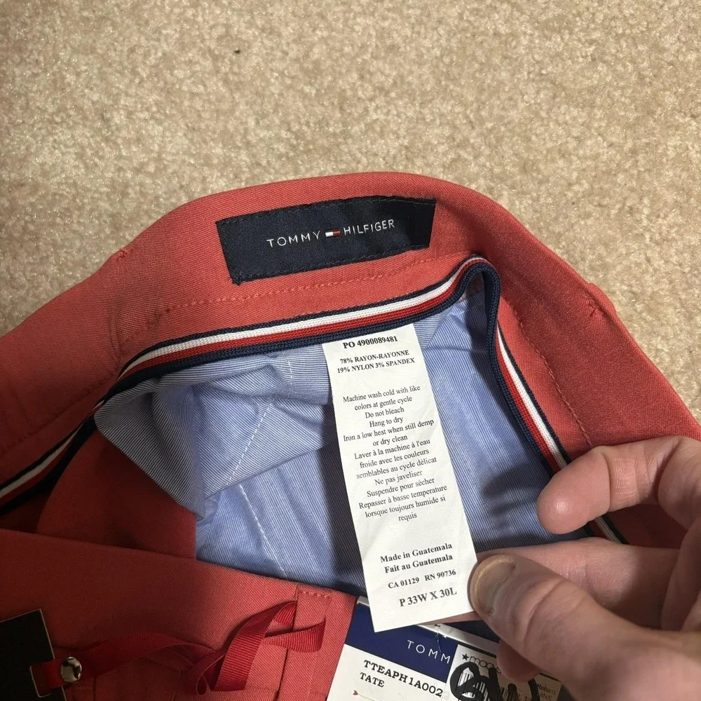NWT Tommy‎ Hilfiger Pants Mens 33x30 Orange TH Flex Tate Chino Stretch Casual
